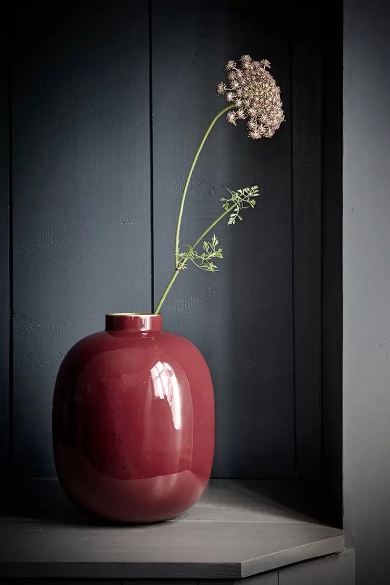 Pip Studio Vase En Metal En Coloris Fonce 32 Cm Rouge Clearance
