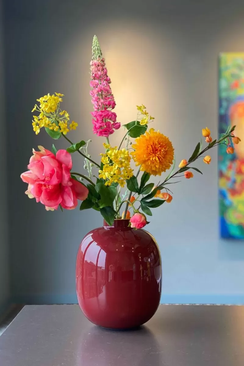 Pip Studio Vase En Metal En Coloris Fonce 32 Cm Rouge Clearance